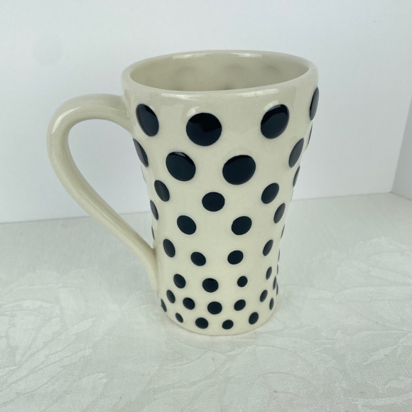 Heartful Home by Tracy Pesche Ceramic Mug Black Polka Dot Red Heart - Picture 3 of 5